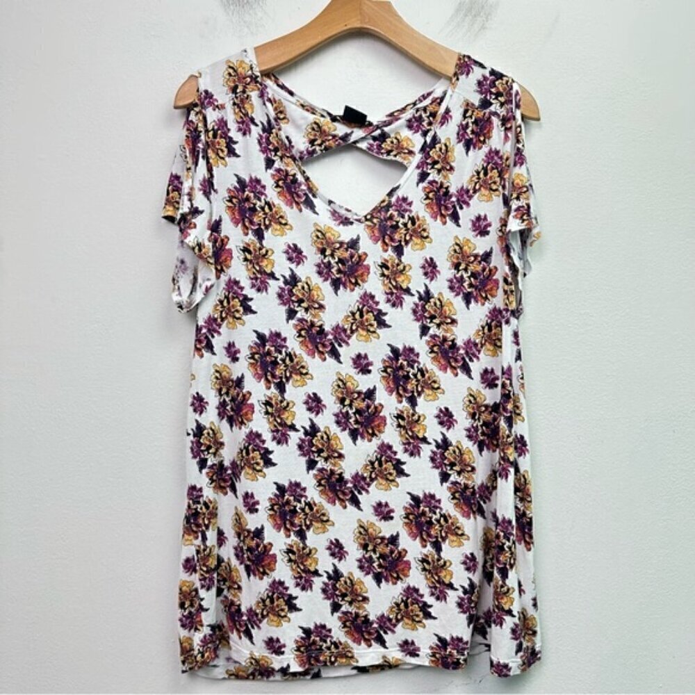 Love & Legend Floral Print Cutout Blouse 1X
